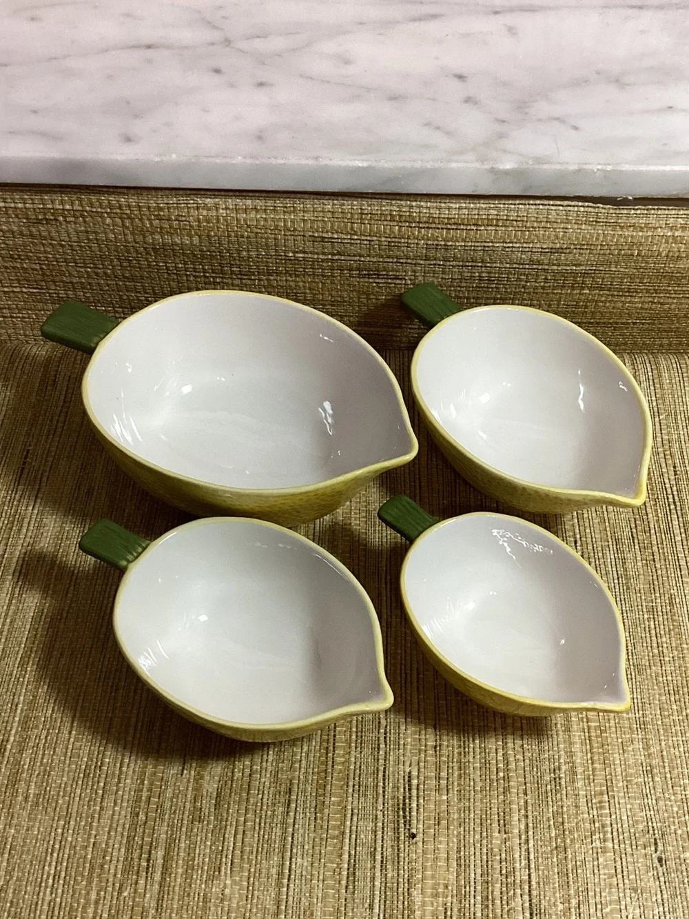 Ceramic Lemon Shaped Measuring Bowls - Yellow & White (Set of 4)